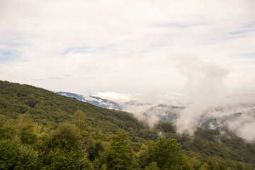 Mountain path on hill in summer landscape