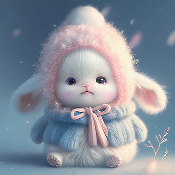 cute rabbit in winter