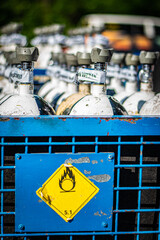 air bottles in a stack for fire brigade