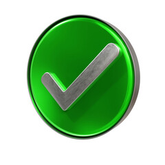 green circle check correct approve symbol icon 3d render design