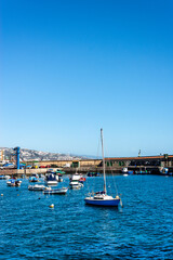 Fototapeta na wymiar Port in Puerto de la Cruz on a sunny day, Tenerife, Canary Islands.