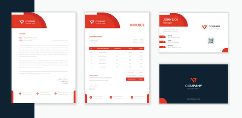 Corporate Stationery design bundle, business letterhead, invoice and business card design bundle collection