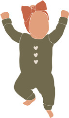 Abstract cute baby silhouette png, baby boho portrait png, abstract silhouette baby girl, nursery png, abstract kids illustration, boho child design
