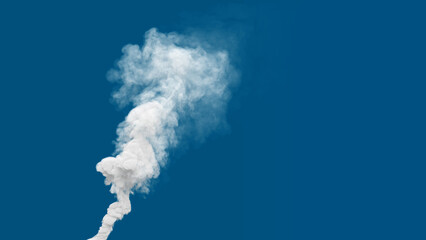 white thick carbon smoke column emission from explosion, isolated - industrial 3D rendering