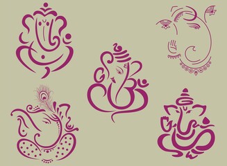 Ganesha, Aum, Hindu wedding card, Diwali, India	
