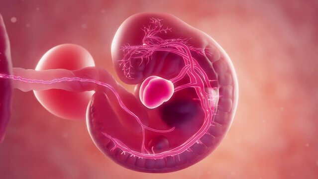 3d rendered medical animation of cardiovascular system at 5 weeks gestation