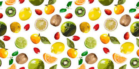 Citrus fruits vector seamless pattern