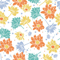 Fototapeta na wymiar Abstract Daisy Floral Garden Vector Seamless Pattern can be use for background and apparel design