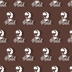Maid Characters Profile Vector Graphic Art Seamless Pattern
