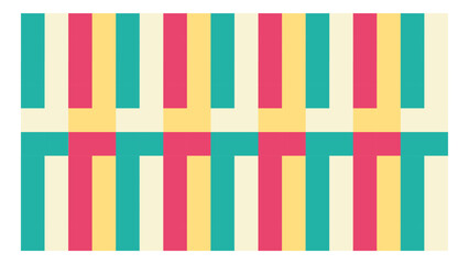 Collections of yellow, green, red and gray colored stripes form a unique background pattern. 