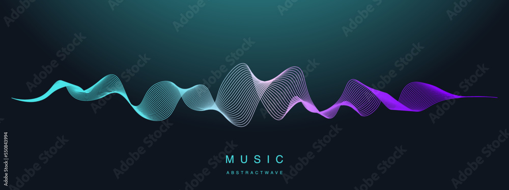 Poster Vector wave dynamic music lines. Abstract lines. Sound waves, abstract background for your design. Vector EPS 10