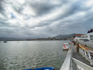 Txingudi Bay with Hondarribia Village at back from Hendaye  