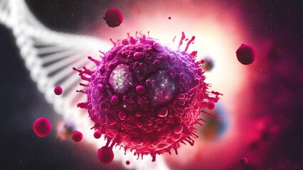 HIV virus floating with DNA background, HIV vaccine and treatment, HIV virus  disease therapy concept 3d rendering