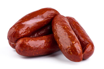 Bratwurst sausages, isolated on white background. High resolution image.