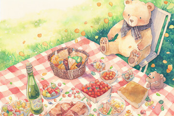 Cute animal tea party illustration 