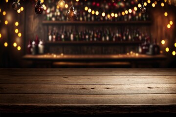 Christmas decorations against a warmly lit wooden background. Great for banners, ads, cards and more.	