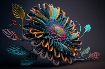 illustration of a multicolored flower covering the whole frame for creative designs 