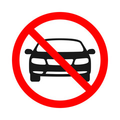 Warning banner no cars. No cars entry graphic sign isolated on white background. Prohibition symbol parking car. Vector illustration.