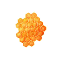 Honeycomb with  honey. Watercolor illustration isolated on white background.