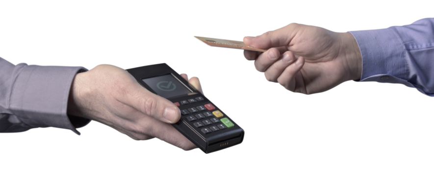 PNG file no background Customer paying with his credit card - Powered by Adobe