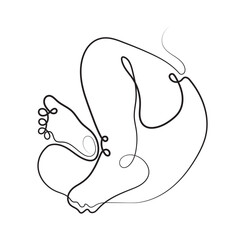 Drawing of line art baby feet in Line art style. Illustration of  Happy Mother Day Minimalist Abstract Illustration for Card, Banner, Poster, Logo Design. Maternity concept