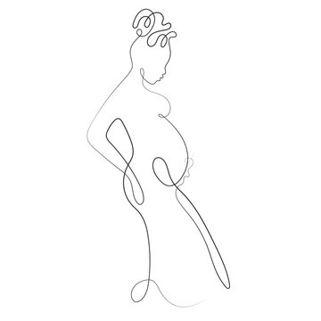 recommend clip art: Drawing of Pregnant Woman in Line art style. Illustration of Woman Pregnancy. Happy Mother Day Minimalist Abstract Illustration for Card, Banner, Poster, Logo Design. Maternity concept