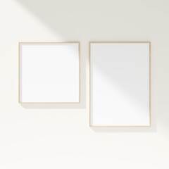 Minimal frame mockup on white wall. Poster mockup. Clean, modern, minimal frame. 3d rendering.