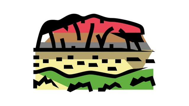 uluru mountain color icon animation