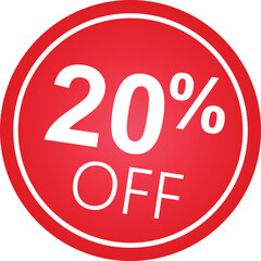 Sticker 20 percent discount off, 20%