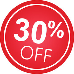 Sticker 30 percent discount off, 30%