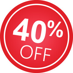 Sticker 40 percent discount off, 40%