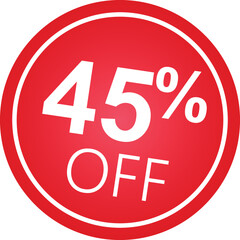 Sticker 45 percent discount off, 45%