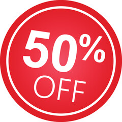 Sticker 50 percent discount off, 50%