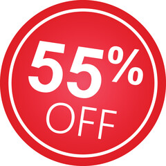 Sticker 55 percent discount off, 55%