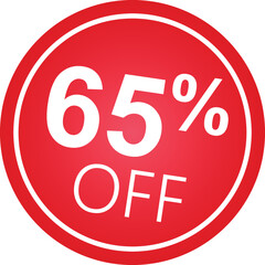 Sticker 65 percent discount off, 65%