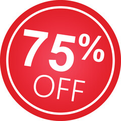 Sticker 75 percent discount off, 75%