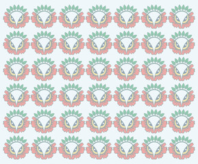 Rose flower and owl head background