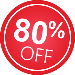 Sticker 80 percent discount off, 80%