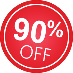 Sticker 90 percent discount off, 90%