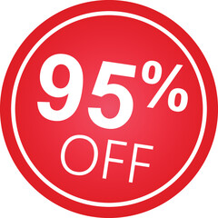 Sticker 95 percent discount off, 95%