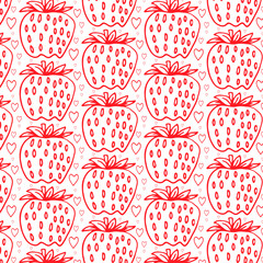 Seamless pattern withred strawberries isolated on white background