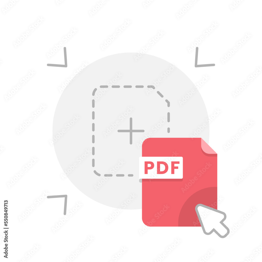 Poster drag and drop, add file with pdf format extension concept illustration flat design vector eps10. mod