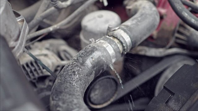 Poor service and poor quality auto parts. Old Vehicle blown Radiator rubber Hose Dripping Water Coolant