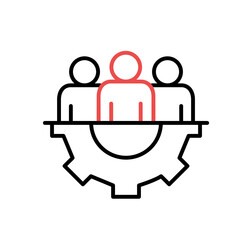 Teamwork vector icon, gear symbol