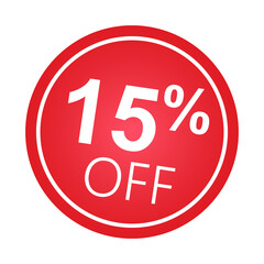 Sticker 15 percent discount off, 15%
