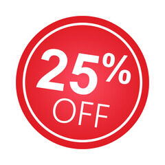 Sticker 25 percent discount off, 25%