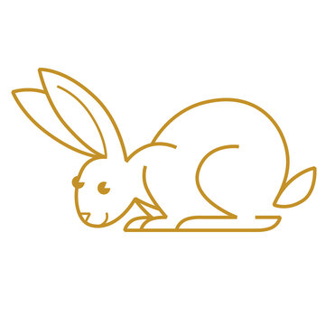 Line art cute rabbit. Illustration of stylized bunny, hare. Rabbit - symbol of 2023 year in Lunar Calendar. Chinese zodiac symbol
