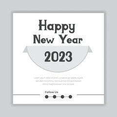 happy new year 2023 text typography design poster template