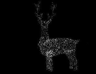 Figure of a deer built with Christmas lights. Christmas decoration. Typical Christmas ornamental figures.