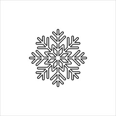 Simple black snowflake with rounded corners. Vector icon on white background